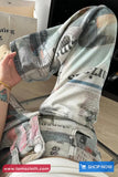 High Waist Newspaper Pattern Jeans Pants