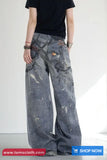 High Waist Vintage 3D Printed Loose Jeans Pants