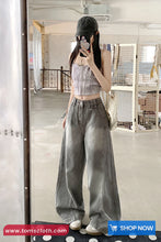 High Waist Vintage Washed Grey Jeans Pants