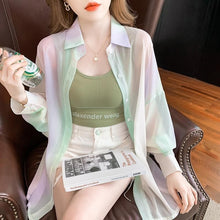 Long Sleeve Cute Gradient Colors Blouse Shirt