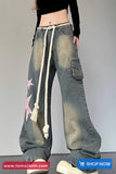 Stars Side Pattern Retro Long Jeans Pants