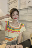 U-Neck Colorful Knitted Casual Shirts