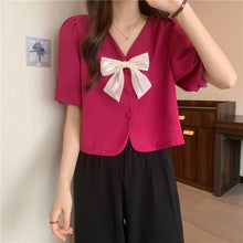 Cute Bow V-Neck Office Shirt