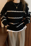 Loose Casual O-Neck Striped Knitted Sweater