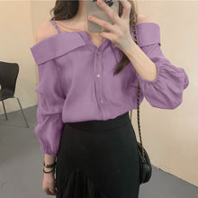 Long Sleeve Sexy Off Shoulder With Straps Blouse Shirt