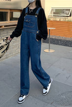 Loose Wide Leg Blue Denim Jumpsuits