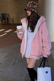 Loose Thicken Zipper Warm Hooded Sweatshirt