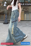 Vintage Side Ripped Long Jeans Skirts