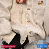 Long Sleeve Cute Cartoon Puppy Embroidered Hooded Sweatshirt