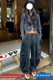 Loose Wide Leg Cargo Pockets Cotton Jogger Sweatpants