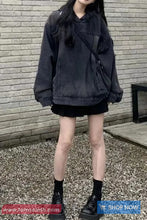 Loose Vintage Hooded Denim Sweatshirt