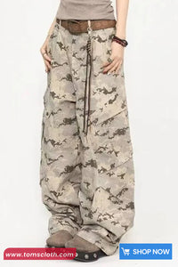 Loose Brown Camouflage Cargo Pockets Pants