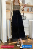 High Waist Medium Length Denim Skirts
