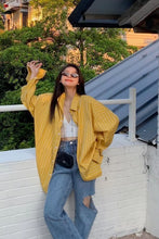 Long Sleeve Yellow Retro Striped Blouse Shirt