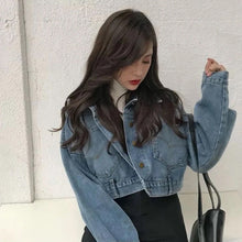 Long Sleeve Cropped Style Blue Denim Jacket