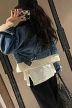 Long Sleeve Warm Denim Fleeced Jacket