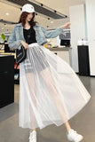 Elastic Waist Mesh Semi Transparent Skirts