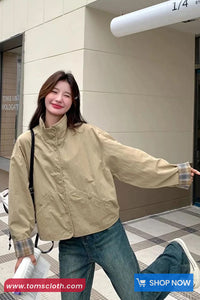 Long Sleeve Vintage Double Style Plaid Cargo Jackets