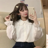 Long Sleeve Retro Doll Collar Blouse Shirt