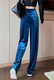 High Waist Loose Office Velvet Pants