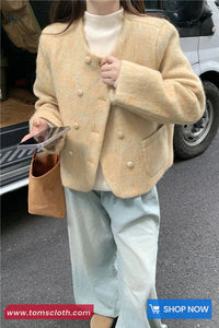 Long Sleeve Simple Elegant Button Coat Jacket