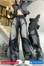 Retro Tassel Embroidered Hip Hop Black Jeans Pants