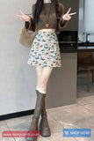 High Waist Butterfly Pattern Mini Skirts