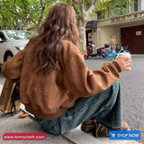 Long Sleeve Vintage Suede Baseball Jacket