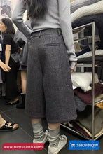 High Waist Knee Length Faux Fur Loose Pants