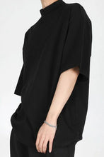 Loose Short Sleeve Solid Color High Neck Men Shirt