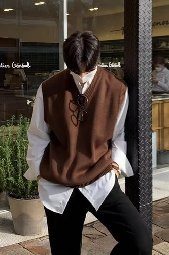 Casual V-Neck Men Vest Sweater