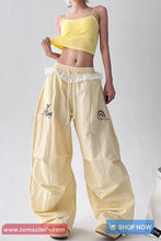 Loose Wide Leg Cute Rainbow Lace Drawstring Pants