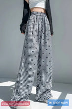 Elastic Waist Bow Pattern Plaid Pants