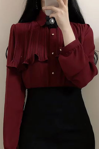 Long Sleeve Vintage Style Office Blouse Shirt
