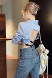 Long Sleeve Sexy Backless Blouse Shirt