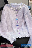Long Sleeve Ocean Theme Buttons Cardigan Sweater