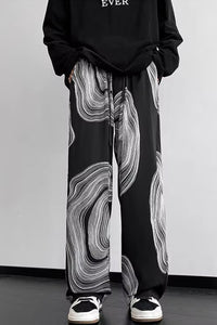 Elastic Waist Cylinder Pattern Men Pants