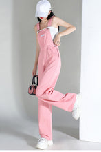 Loose Wide Leg Pink Denim Jumpsuits