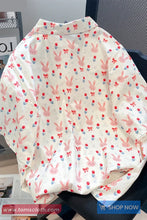 Short Sleeve Cute Rabbit Pattern Blouse Shirt