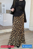 High Waist Retro Leopard Pattern Long Skirts