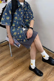 Loose Daisy Pattern Denim Shirts