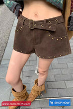 Low Waist Retro Suede Style Shorts