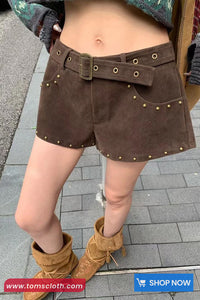 Low Waist Retro Suede Style Shorts