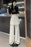 High Waist Loose Pants Combined Sweet Lace