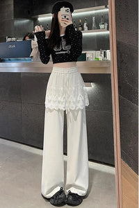 High Waist Loose Pants Combined Sweet Lace