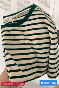 Short Sleeve Retro Casual Striped Shirts