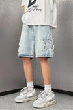 Stars Patchwork Embroidered Hip Hop Denim Shorts
