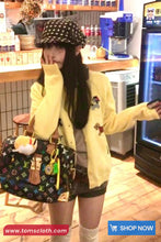 Long Sleeve Cute Puppy Embroidered Cardigan Sweater