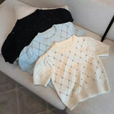 Short Sleeve O-Neck Knitted Slim Shirt