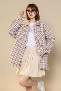 Long Sleeve Retro Houndstooth Blouse Shirts